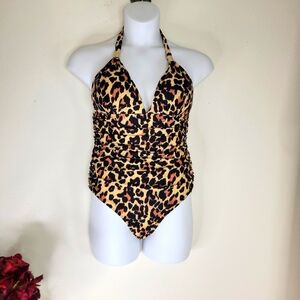 Leopard Print Halter Swimsuit